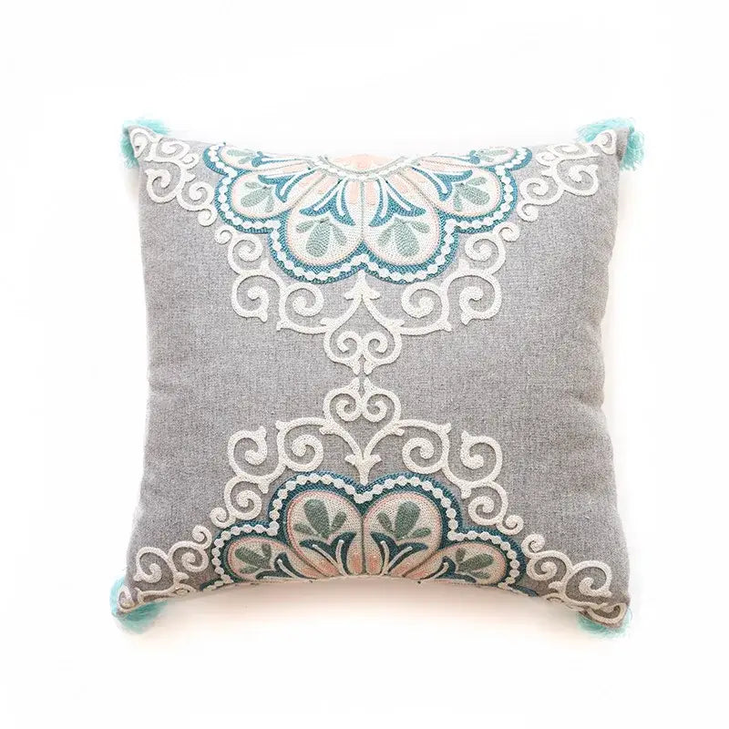 Ethnic gray and white swirl cushion cover living room decor