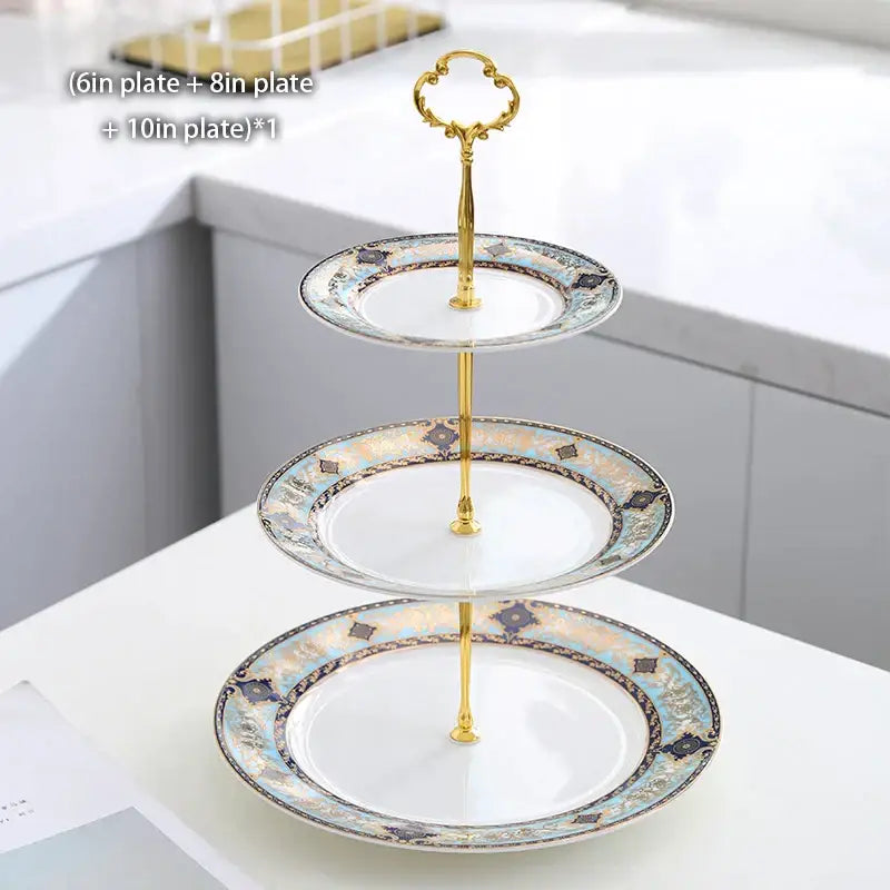European blue & gold bone china tea set dining room porcelain teaware