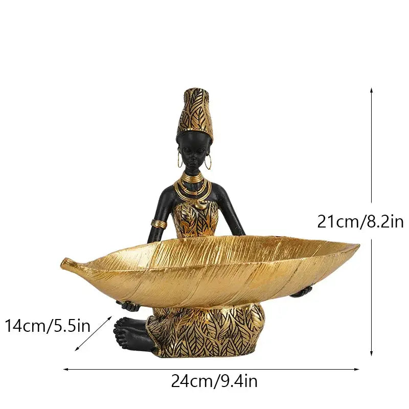 Exotic black african woman resin storage figurine living room decor