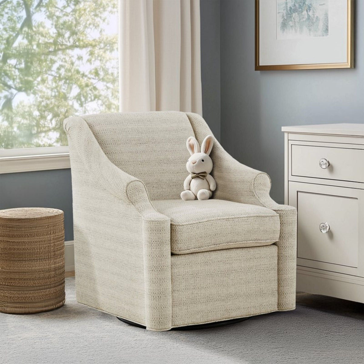 Justin - Swivel Glider Chair With 360 Degree Rotation - Tan