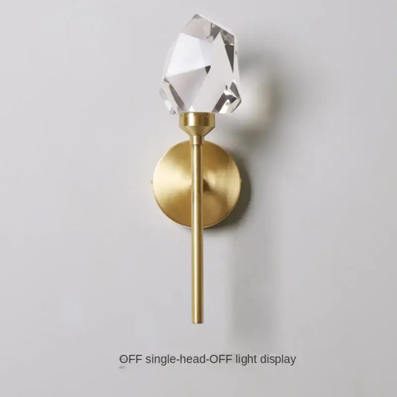 Faceted crystal gold led wall sconce for bedroom living room