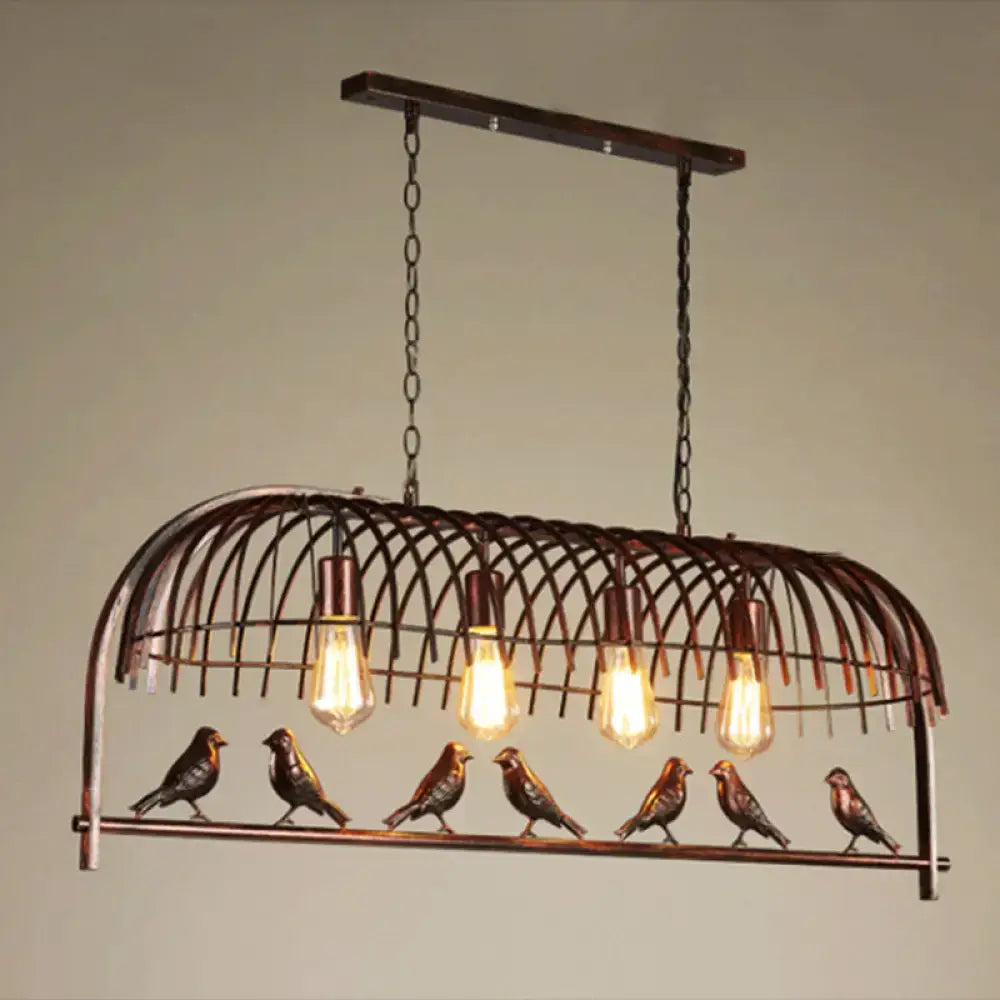 Farmhouse black metal birdcage light fixture for dining room ceiling
