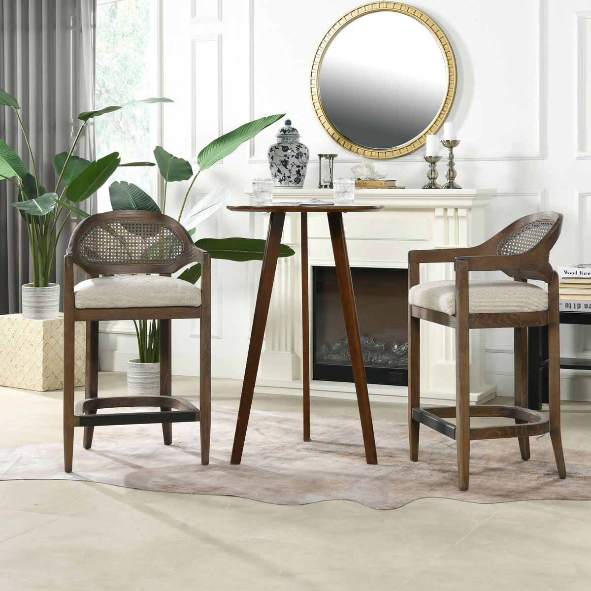 Americana - Mid-Century Modern Cane Back Counter Stool