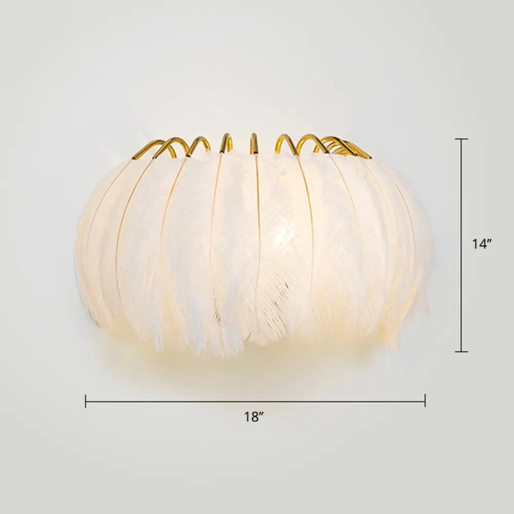 DecorBites™ Feather Half-Round Minimalist Wall Sconce for Bedroom