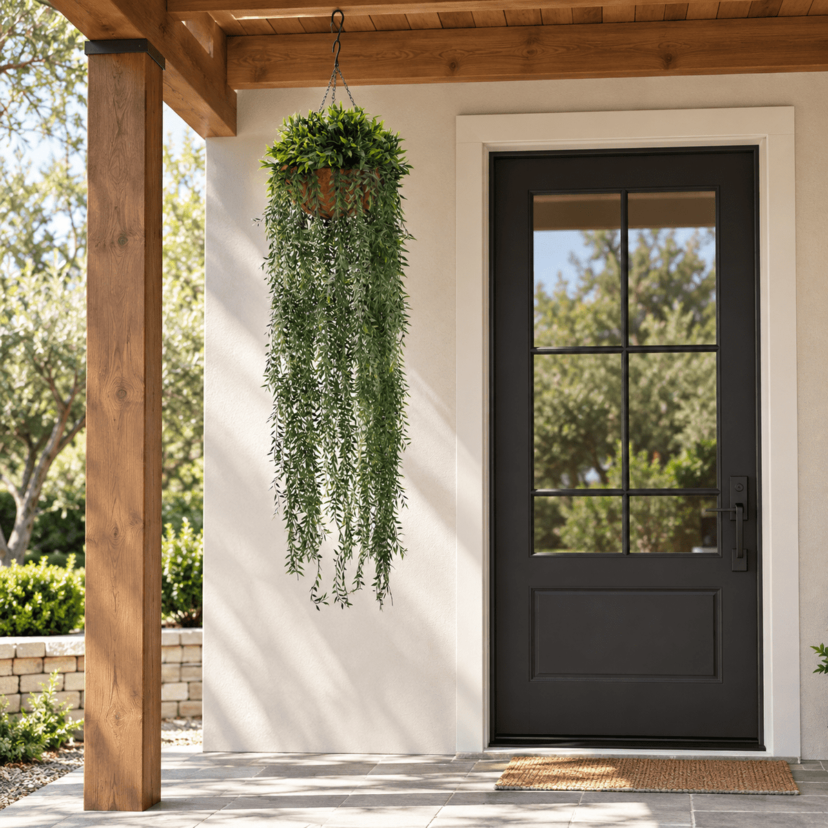 Fern Artificial Hanging Basket 13.8×55.1in – UV Resistant