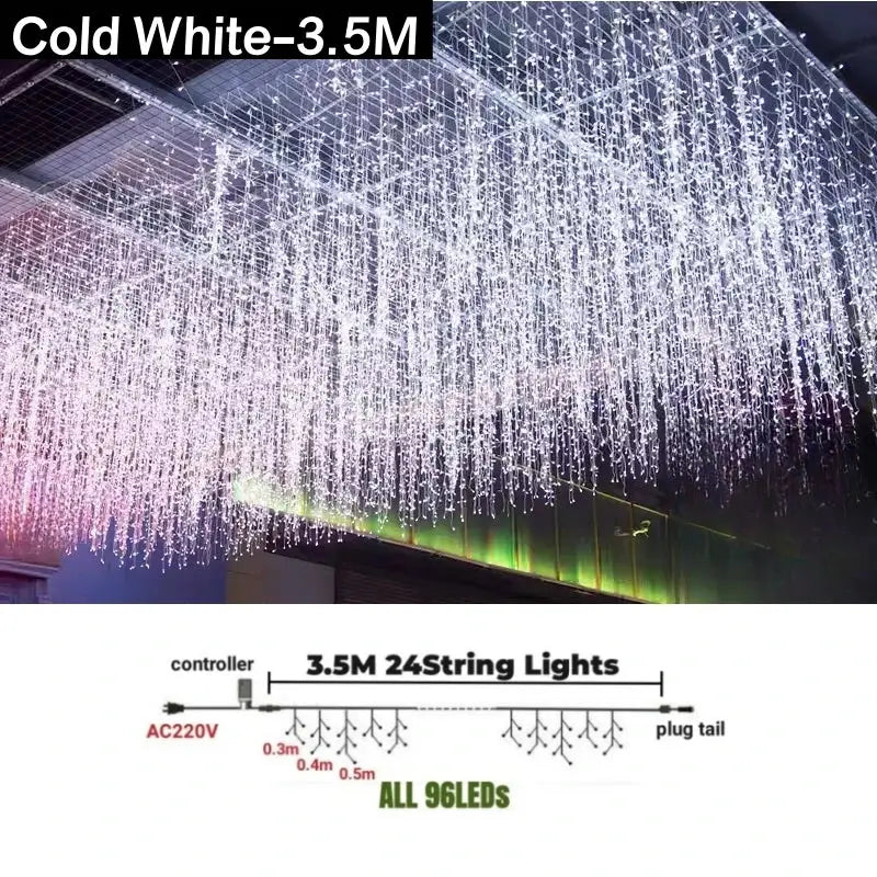 Festive golden led string lights outdoor garden decor