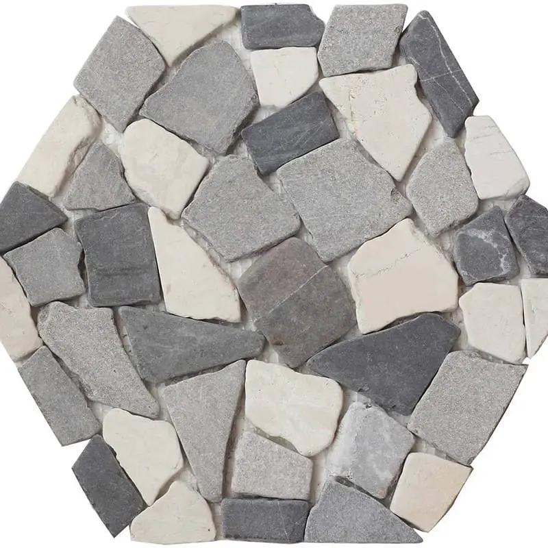 Flat Gray Natural Pebble Mosaics 9 7/8x11 7/8