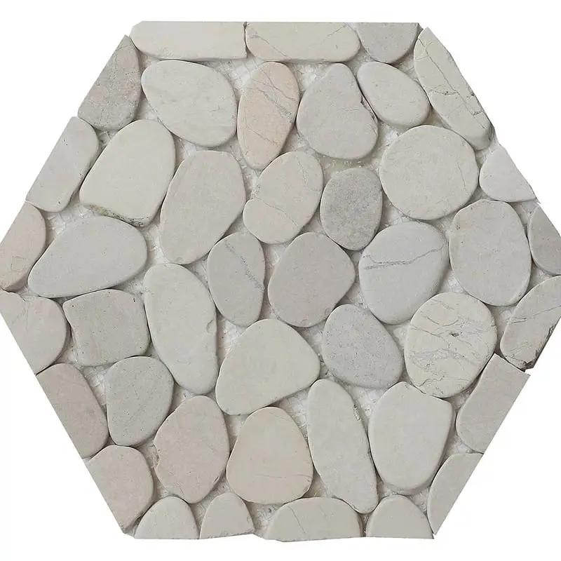 Flat White Natural Pebble Mosaics 9 7/8x11 7/8