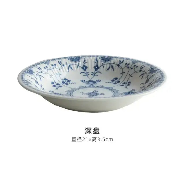 Floral blue & white ceramic dining set for dining room