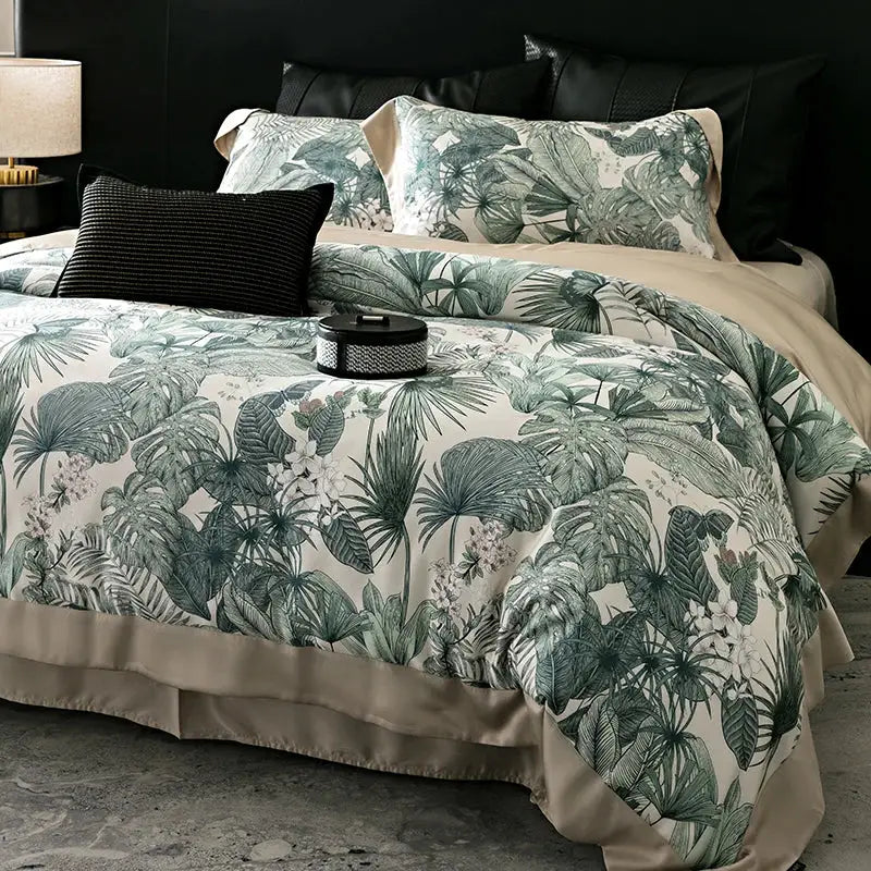 Floral pastel cream lyocell cotton bedding set – bedroom duvet cover