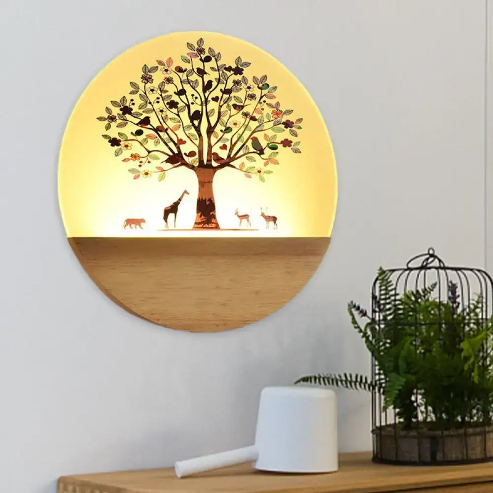 Floral tree acrylic shade wall light bedroom night light