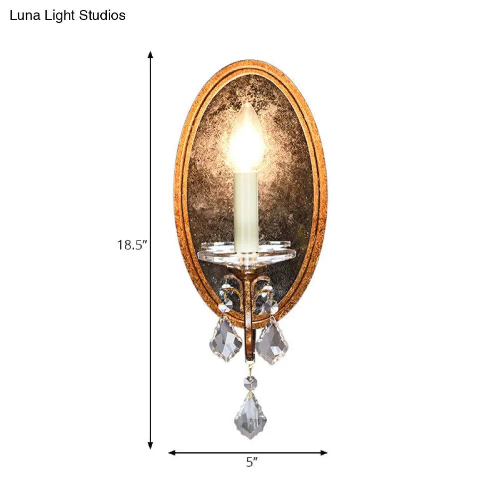 DecorBites™ French Country Clear Crystal Wall Sconce - Antique Brass 1-Head Wall Lighting