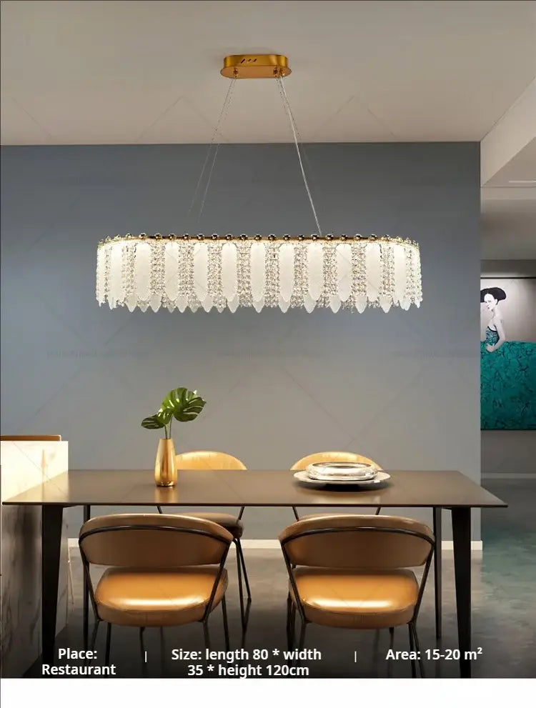 French cream wind crystal chandelier – living room gold pendant light