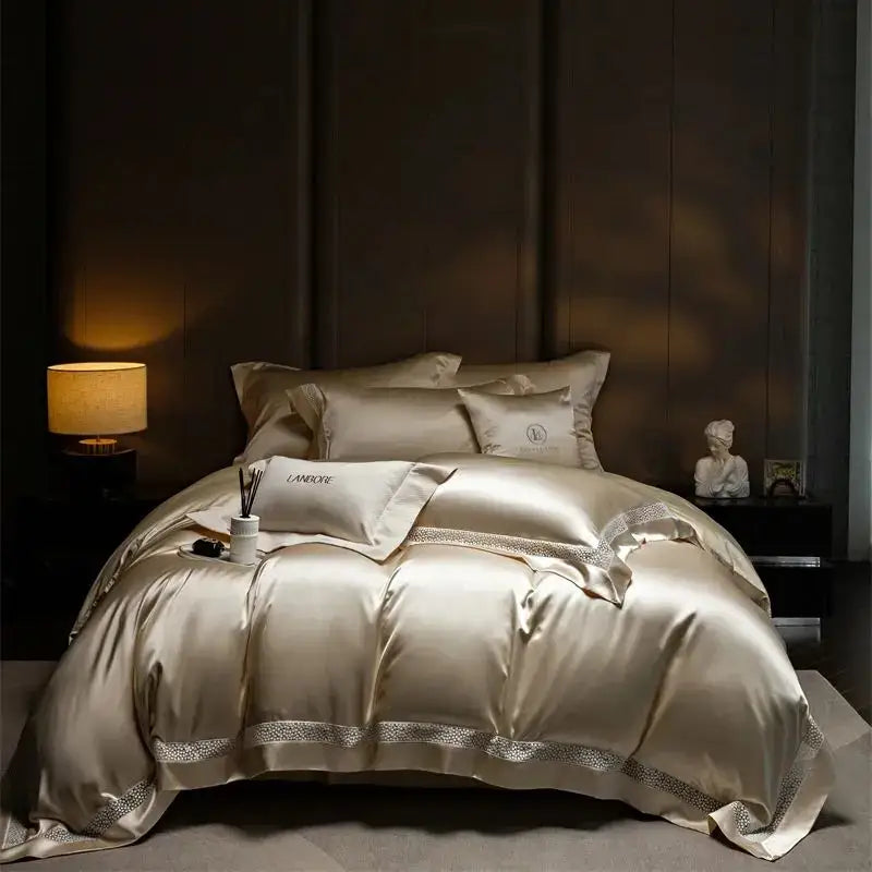 French hollow luxury white & silver bedding set bedroom decor