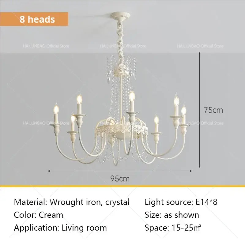 French light luxury white crystal chandelier living room lamp