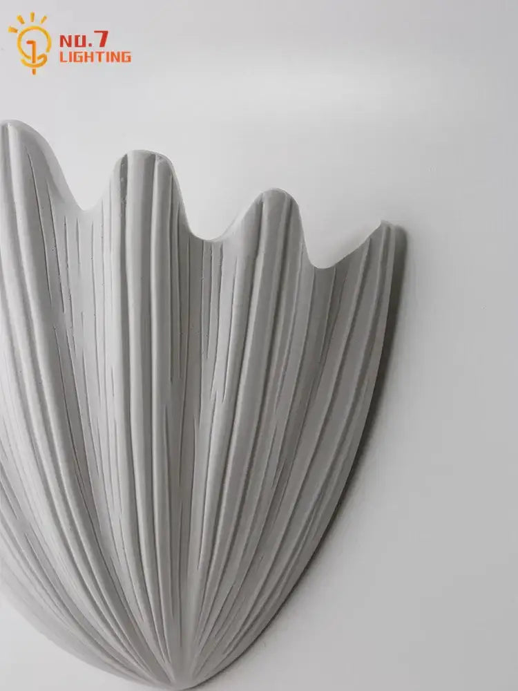 French medieval white shell wall lamp for bedroom ribbed gypsum light