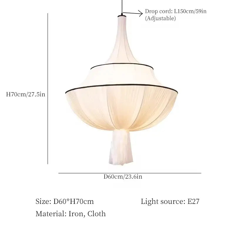 French minimalist silk pendant lamp for living room white and black