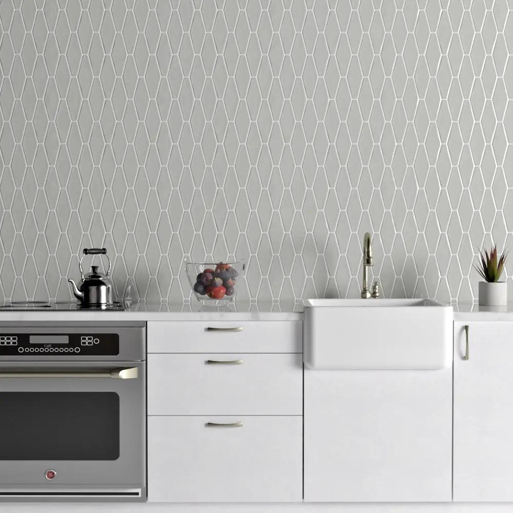 Pebble Glossy Longest Hexagon Ceramic Tiles 3x7 7/8