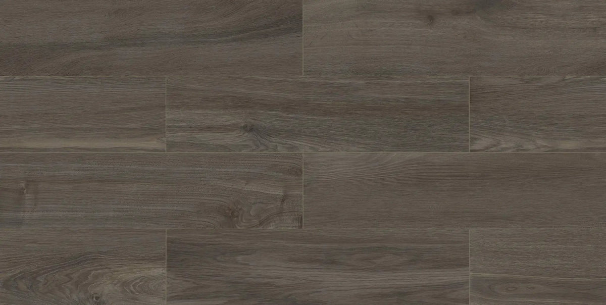 Frontier20 Essence Grey Linear Cover Drain Set Wood Look Porcelain Moldings 24x48