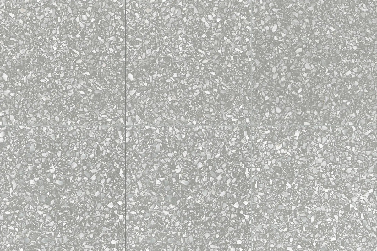 Frontier20 Fashion Grey Double Mesh Terrazzo Look Porcelain Moldings 24x24