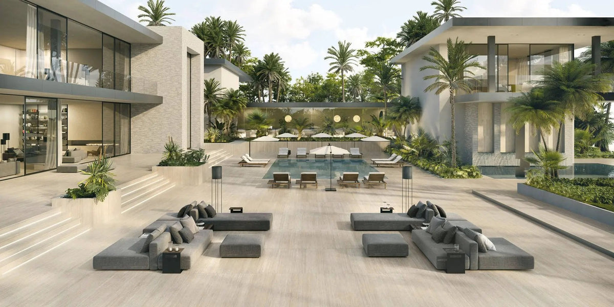 Frontier20 Travertine Vein Cut Beige Look Porcelain Pavers 24x48