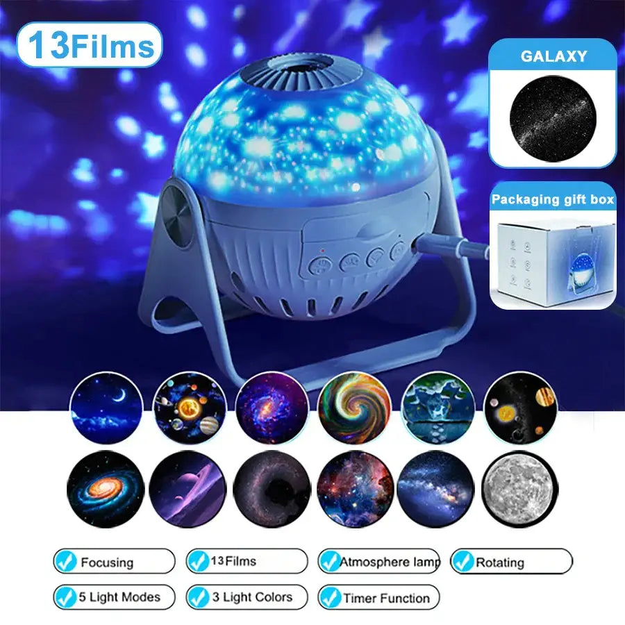 Galaxy white planetarium night light projector for bedroom kids gift