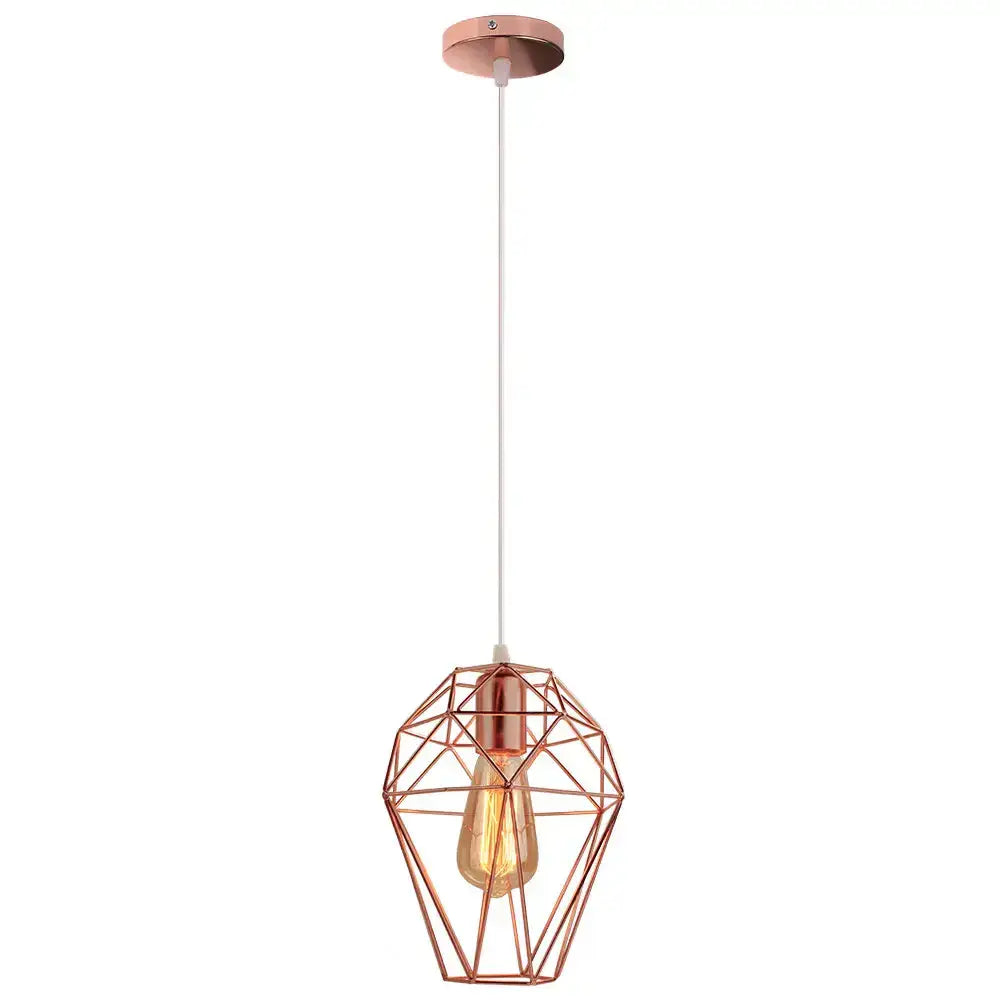 Geometric black birdcage diamond ceiling pendant light living room