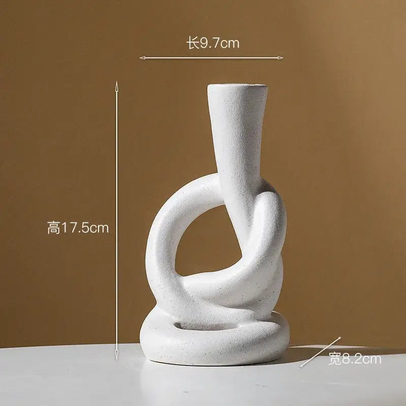 Geometric black & white ceramic knot candle stand living room decor