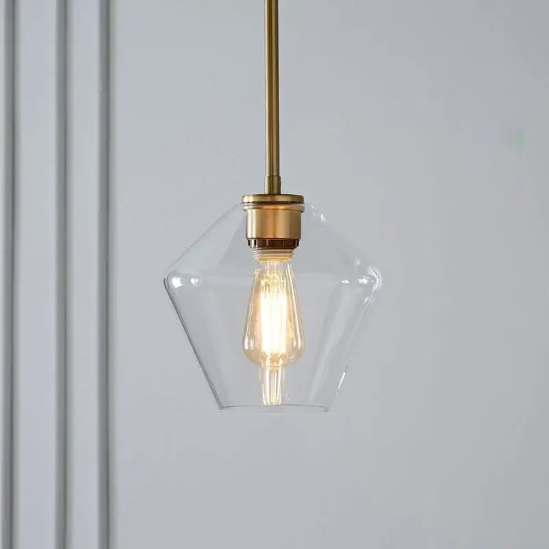 Geometric brass glass pendant lights set for living room
