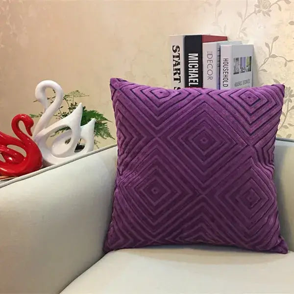 Geometric chenille flocking cushion cover for living room decor