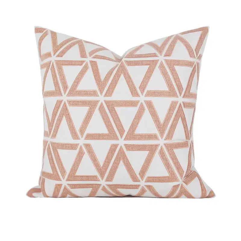 Geometric embroidered noble white & gray cushion cover living room
