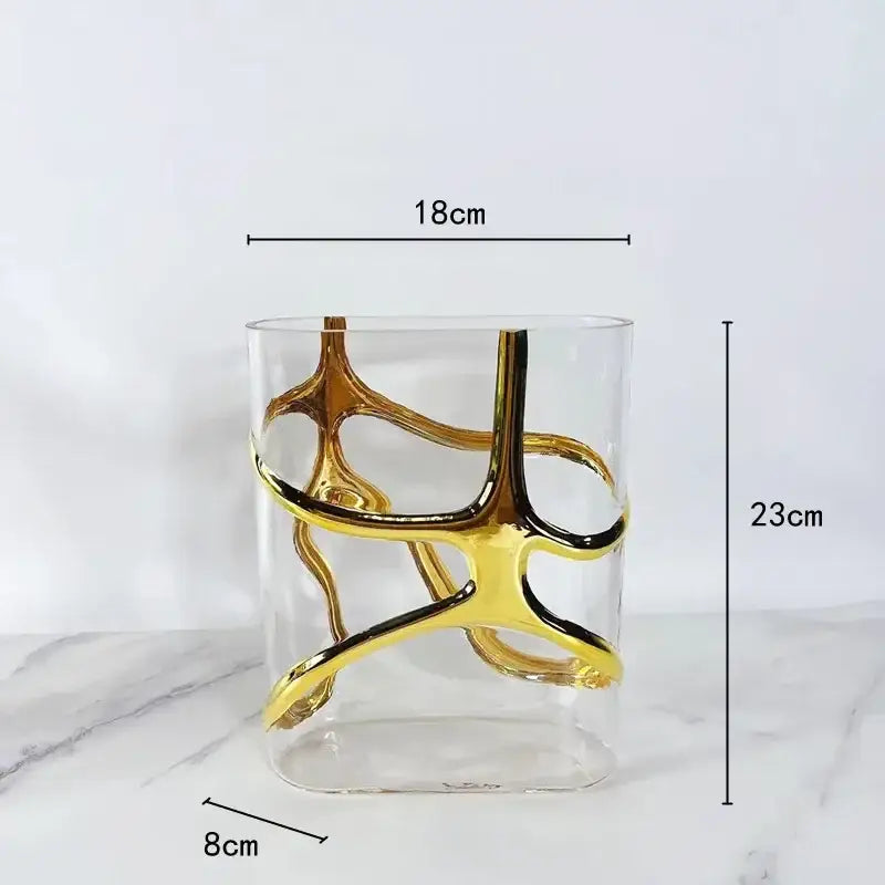 Geometric gold edged glass vase living room abstract decor
