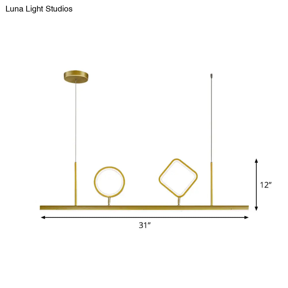 DecorBites™ Geometric Island Pendant LED Ceiling Fixture in Gold with Warm/White Light - Minimalist Design