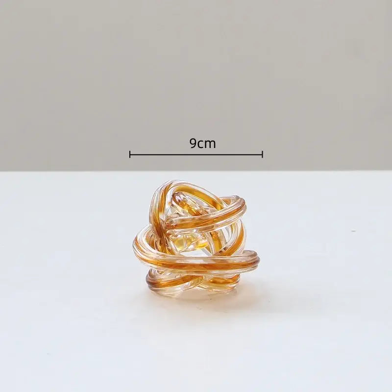Geometric wound glass twine sphere amber & clear living room decor