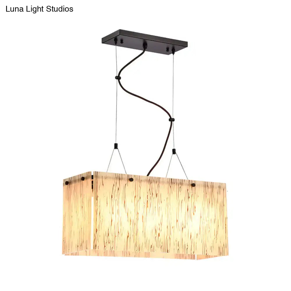 Modern bamboo and black glass island pendant light dining room