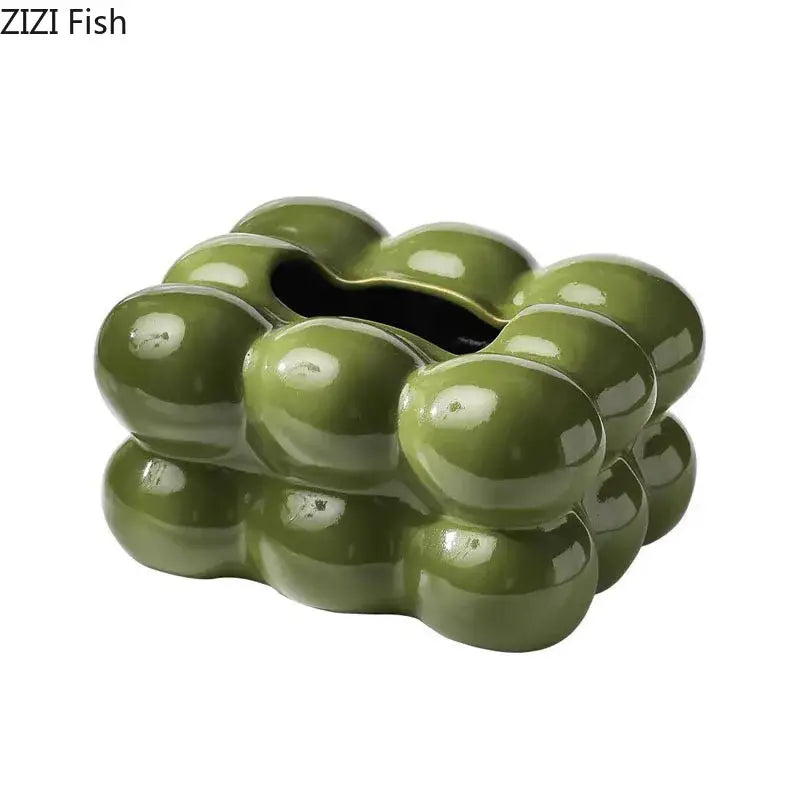 Glossy lime green bubble ceramic tissue box dining table decor