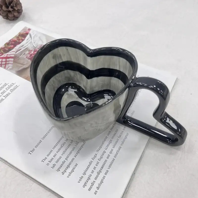 Glossy red heart shape ceramic coffee mug kitchen gift