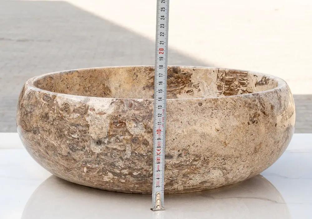 Valencia Beige Round Travertine Vessel Sink 16 Inch Stone Bathroom Vanity Top Polished