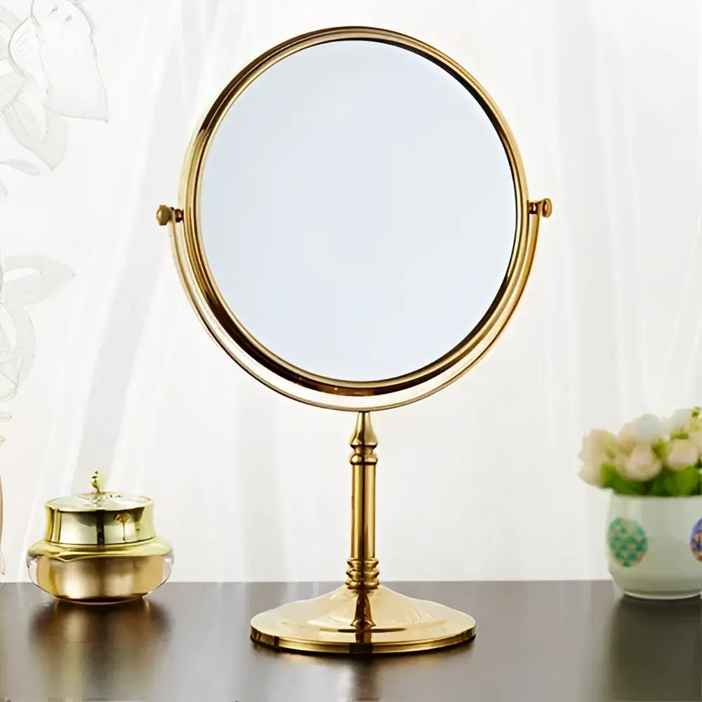 Gold and black adjustable wall mounted cosmetic mirror bathroom 1x 3x