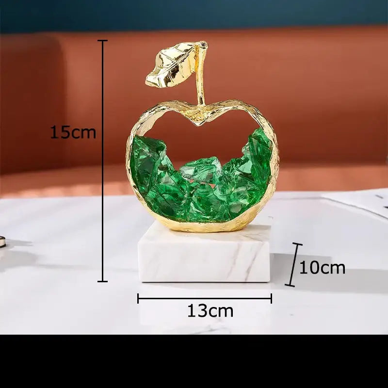 Gold and green crystal apple pear alloy ornaments living room decor