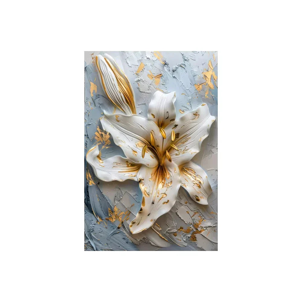 DecorBites™ Gold and White Floral 3D Canvas Wall Art