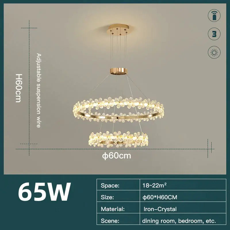 Gold butterfly crystal led chandelier living room pendant light