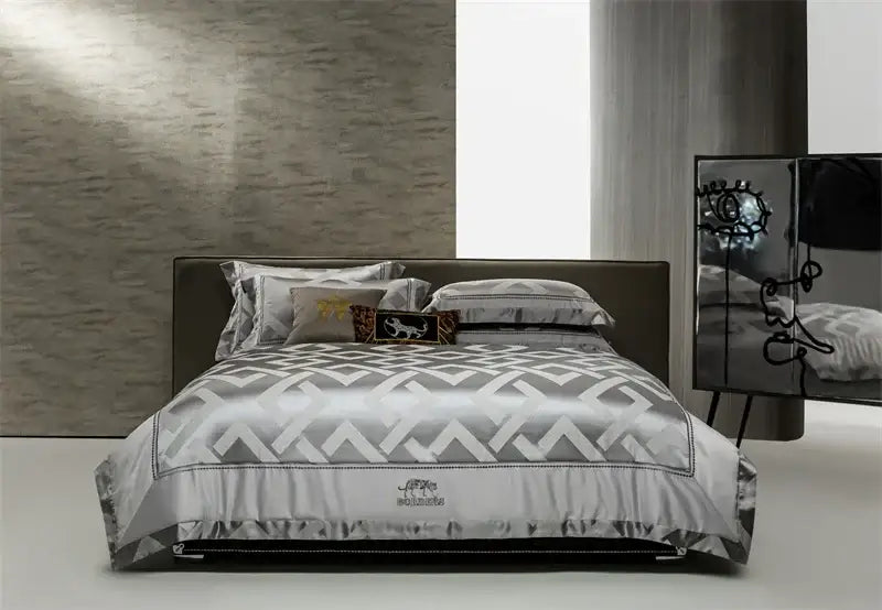 Gold & cream egyptian cotton bedding set bedroom jacquard brocade