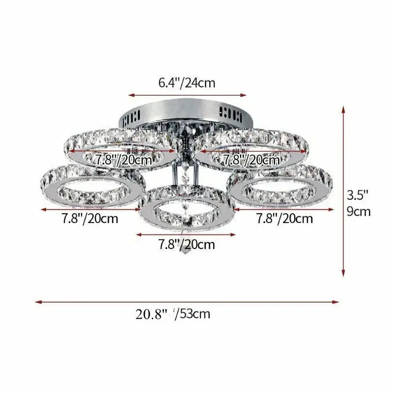 Gold crystal led rings ceiling chandelier for dining room