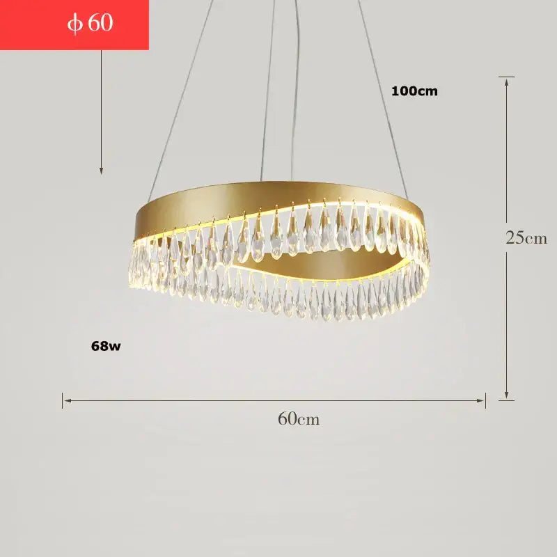 Gold crystal stainless steel chandelier foyer teardrop light