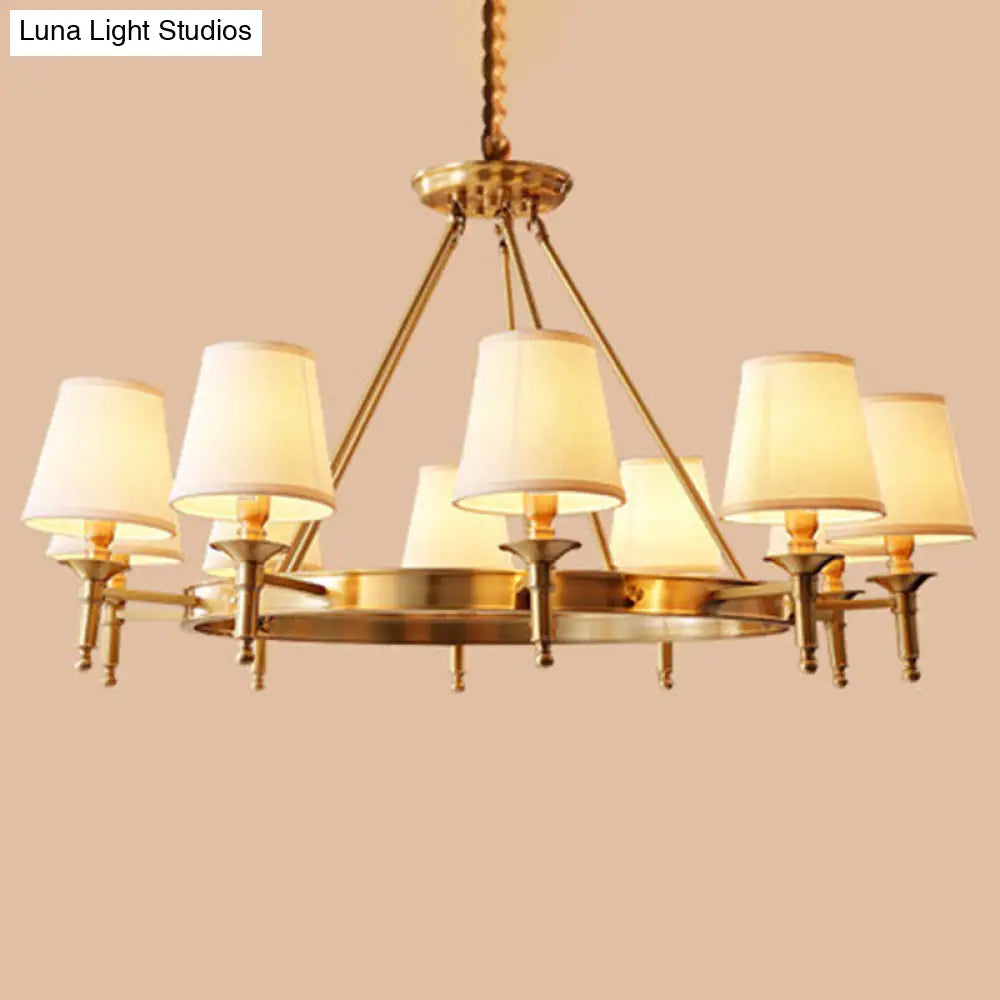 DecorBites™ Gold Fabric Bedroom Chandelier - Minimalist Conic Ceiling Light Fixture