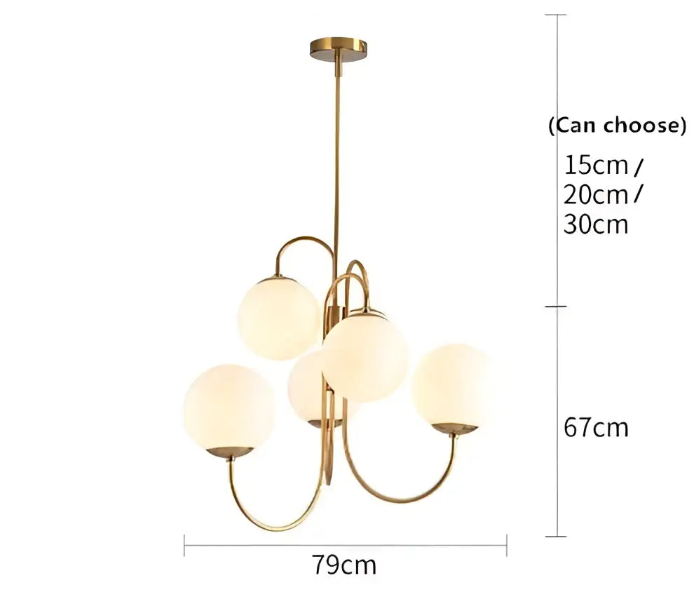 Gold frosted glass ball led pendant chandelier for kitchen lighting