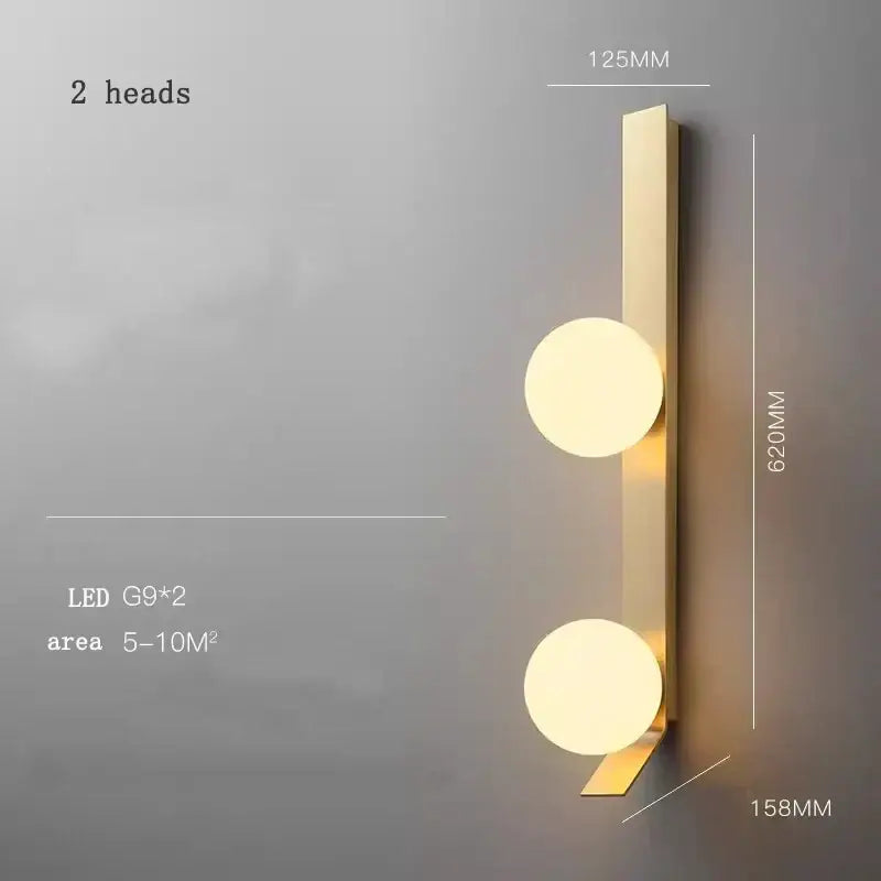 Gold glass ball nordic wall lamp for living room bedside study balcony