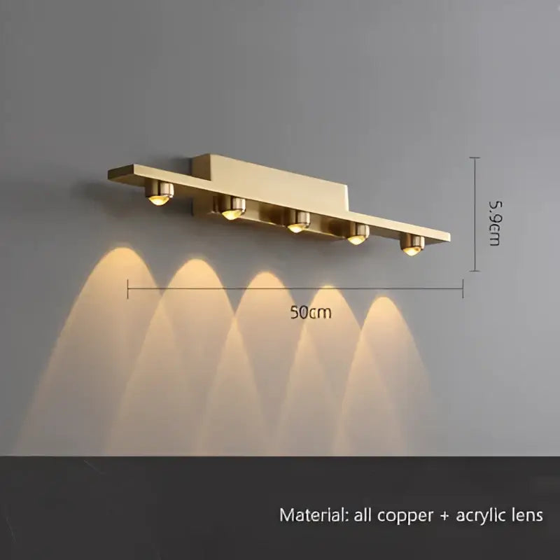Gold iron art mirror wall sconce five spotlight bathroom light