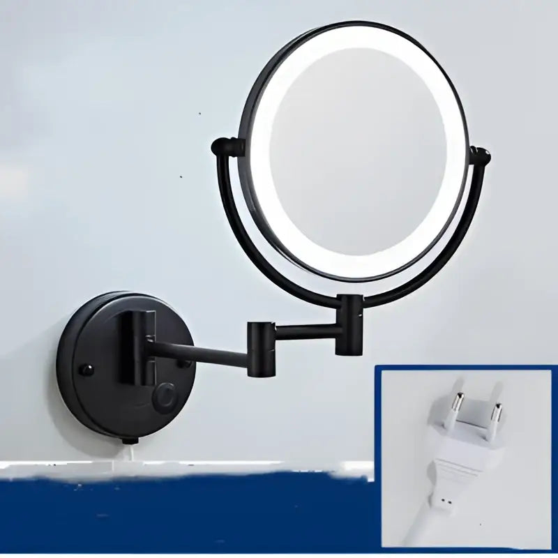 Gold led wall mounted makeup mirror bedroom folding magnifying light